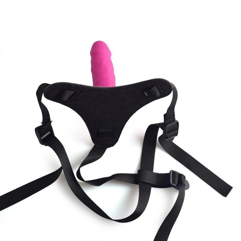 Ceinture ajustable strap-on rose avec pénis réaliste