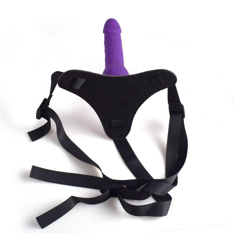 Adjustable Purple strap-on dildo with realistic penis