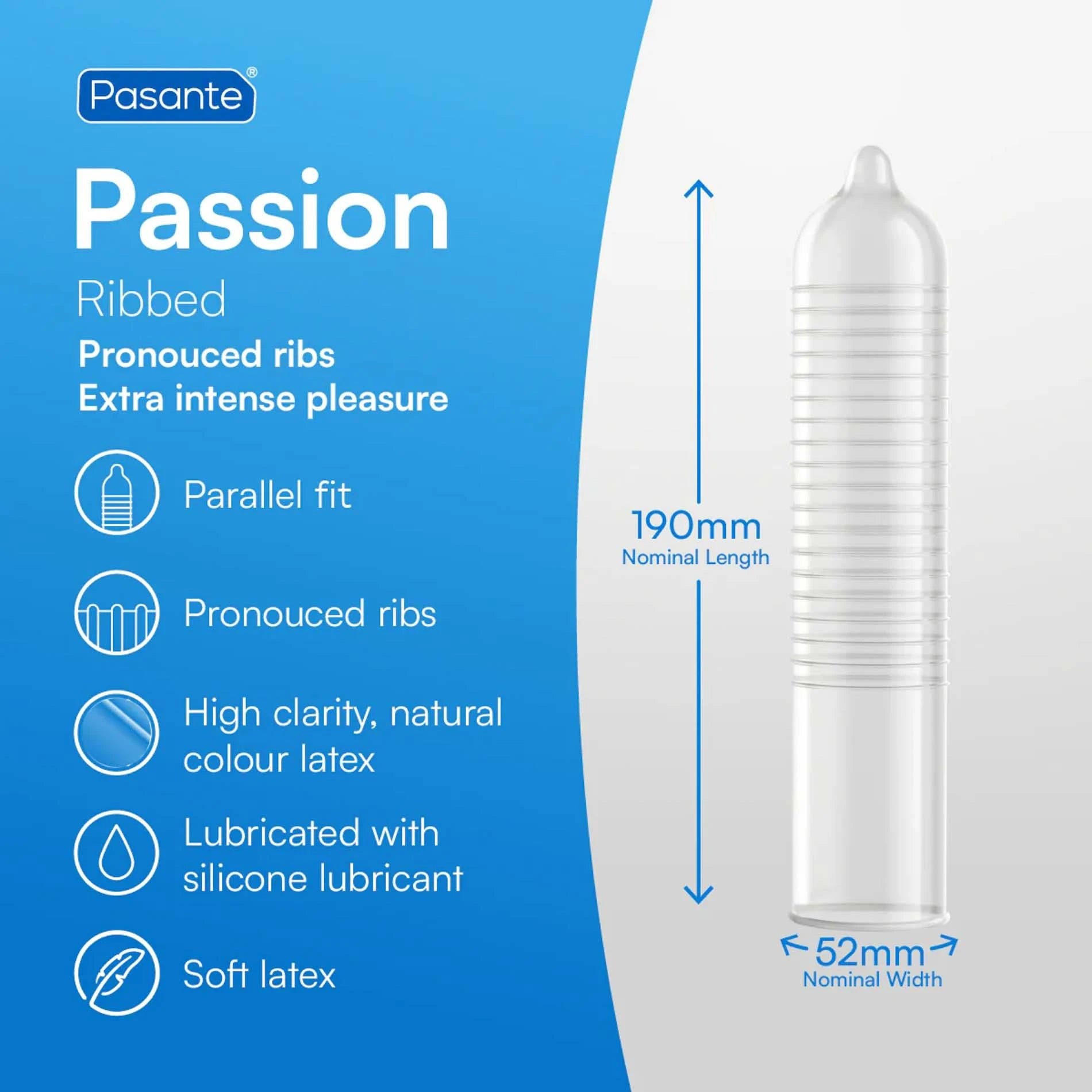 Préservatifs côtelés/passion Pasante 12 unités