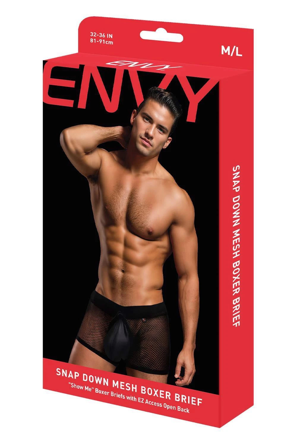 ENVY SNAP DOWN MESH BOXER BRIEF BLACK, M/L