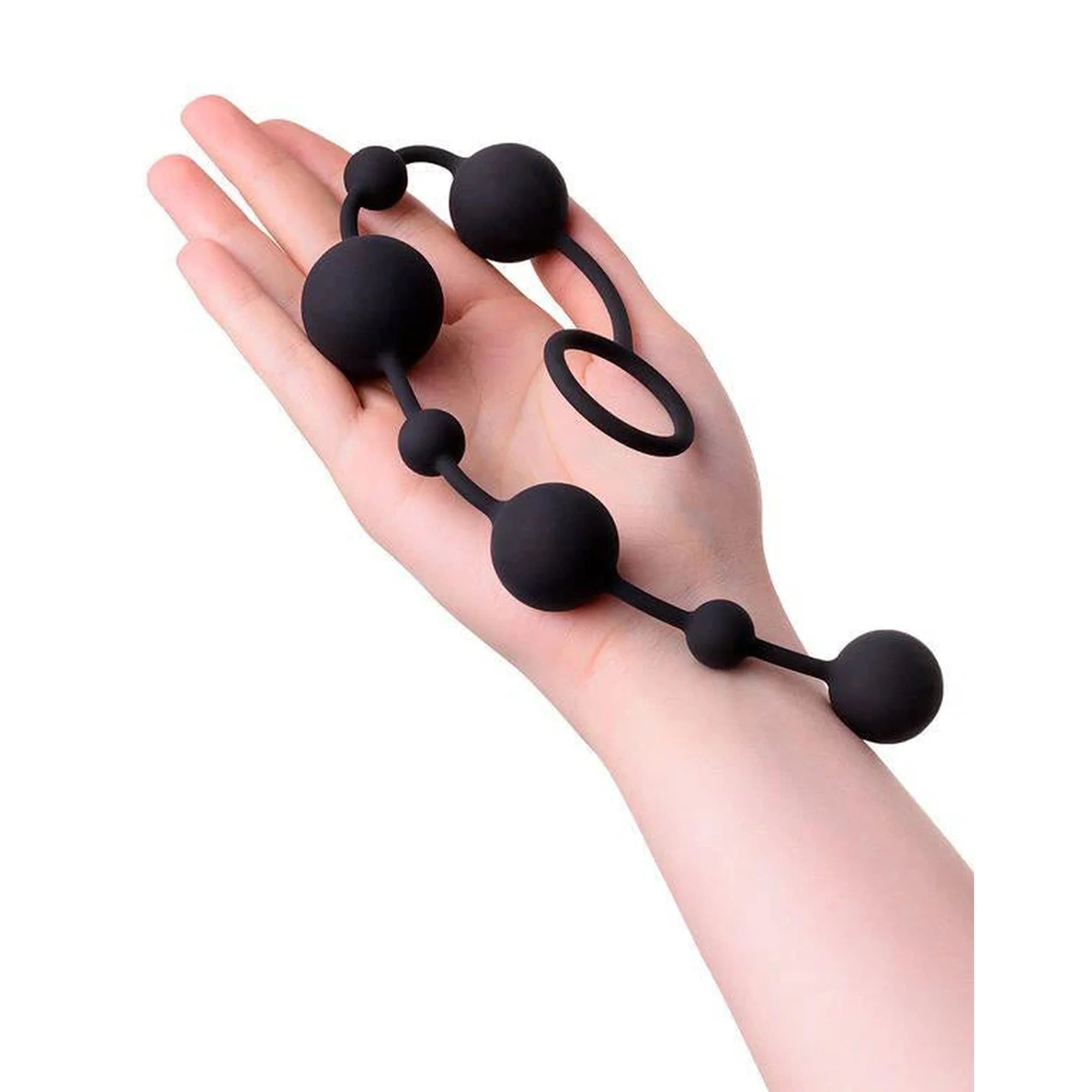 Anal beads Toyfa A-toys Coron, with balls, silicone, black, 35,9 cm