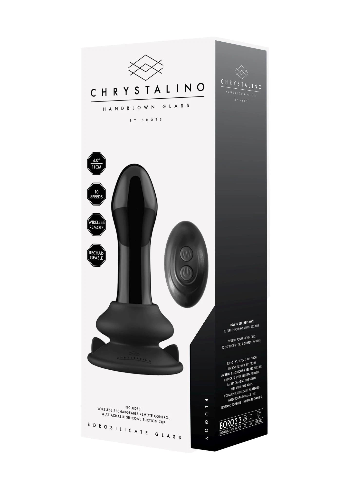 Pluggy - Glass Vibrator with Suction Cup