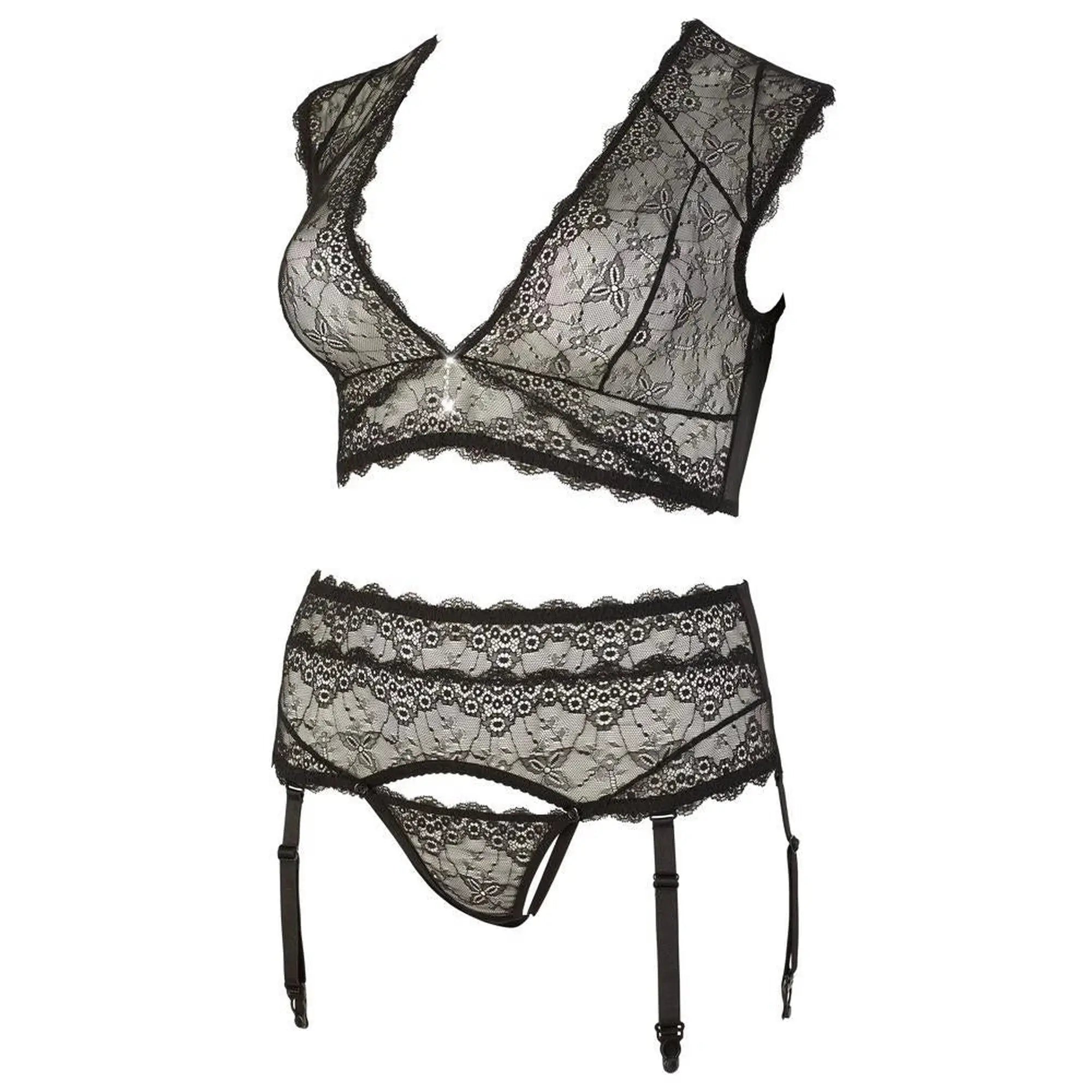 Ensemble en dentelle noir 4XL