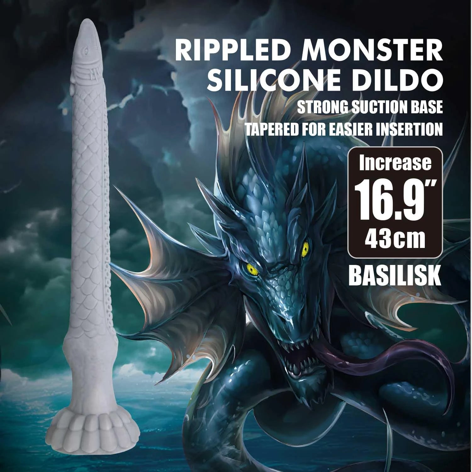 Power Monsters Basilisk – 43 cm Gode ceinturé monstre en silicone