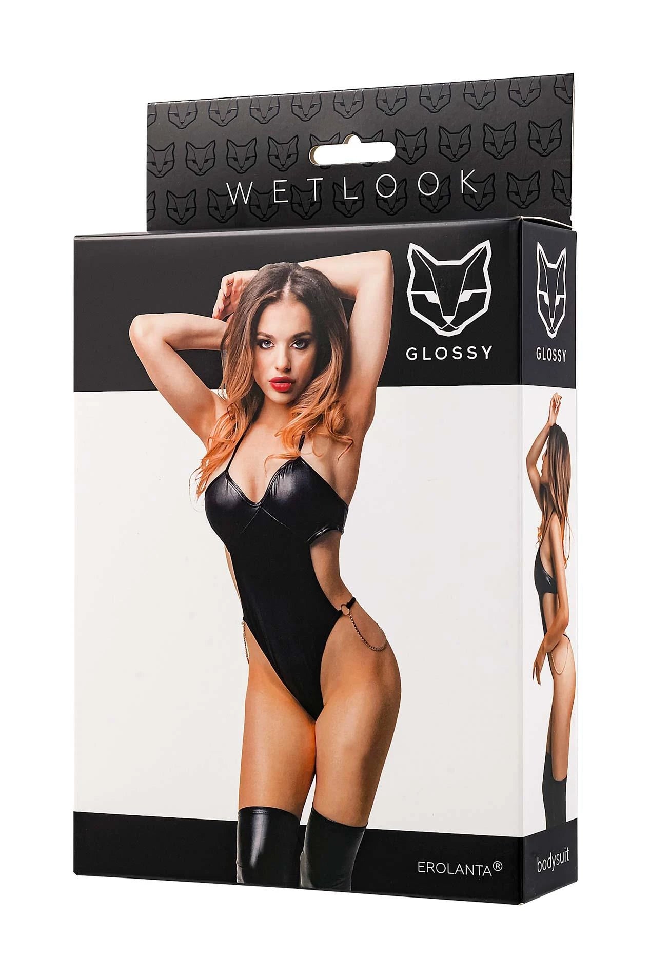 Glossy Reina bodysuit, wetlook, black, XL