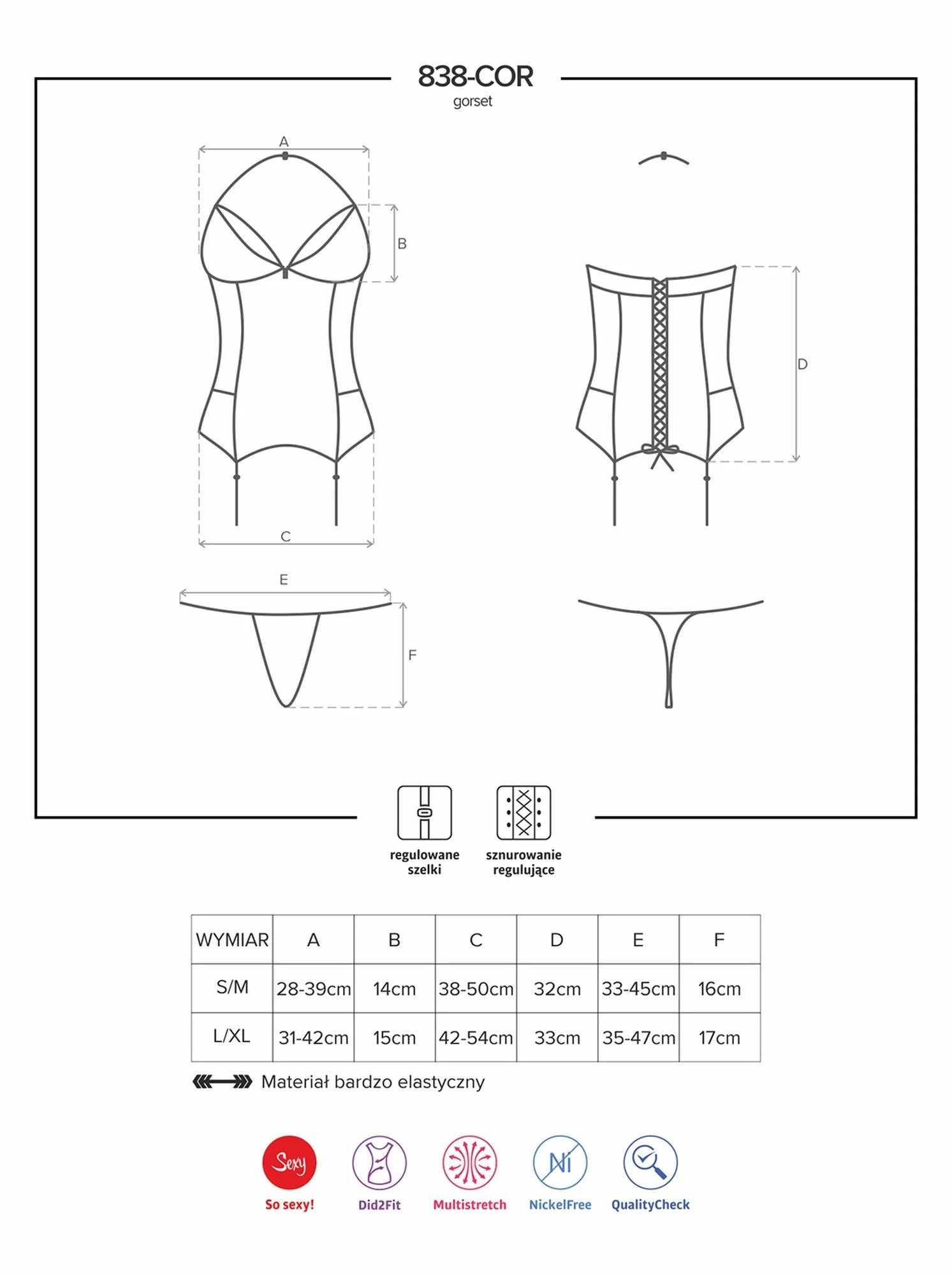 Bielizna-838-COR-3 corset and thong S/M