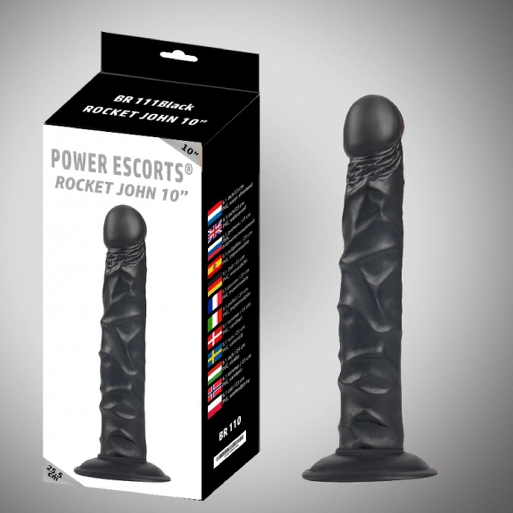 Rocket John réaliste noir 10 pouces / 25,5 cm
