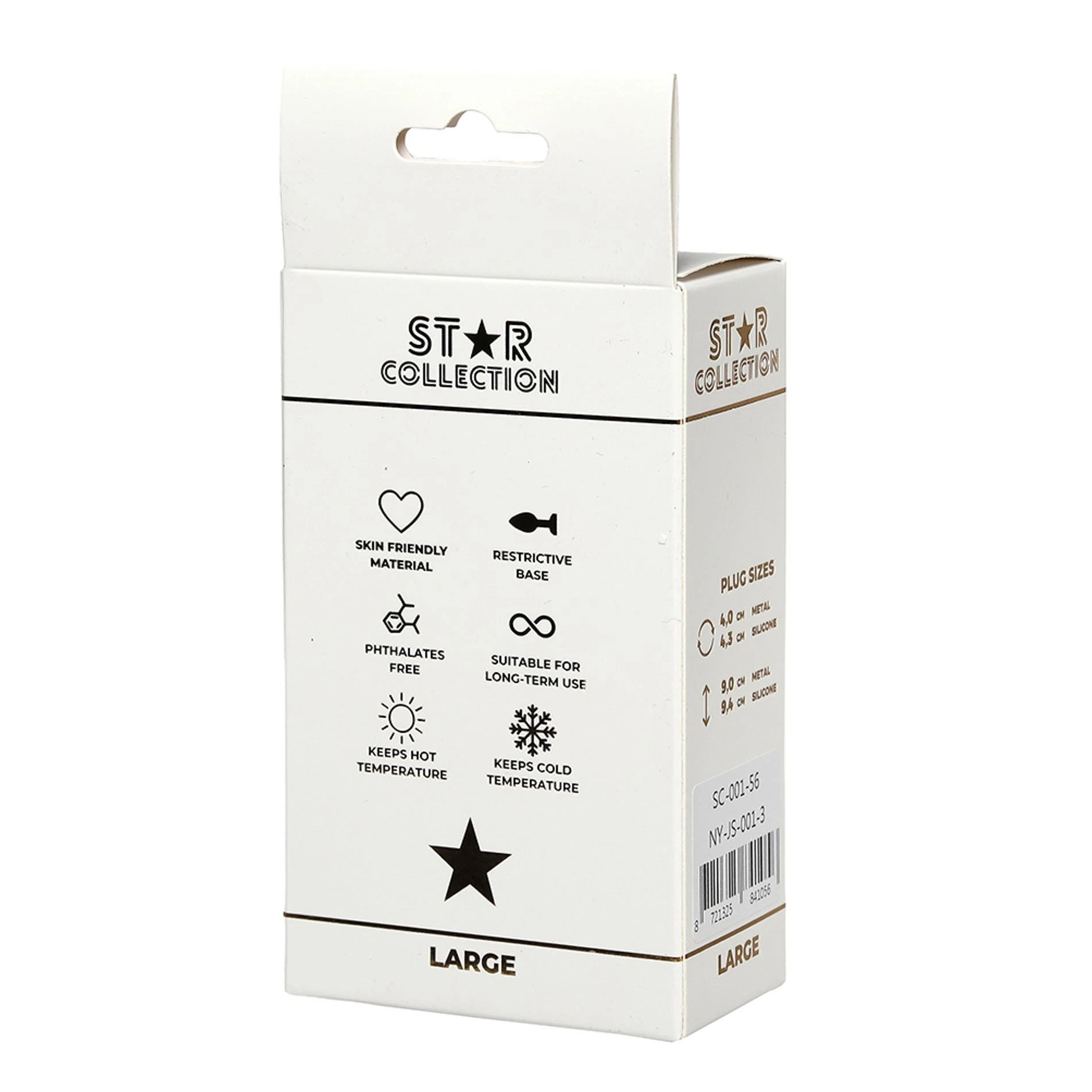 Star Collection - Plug anal en métal argenté L - Pierre transparente