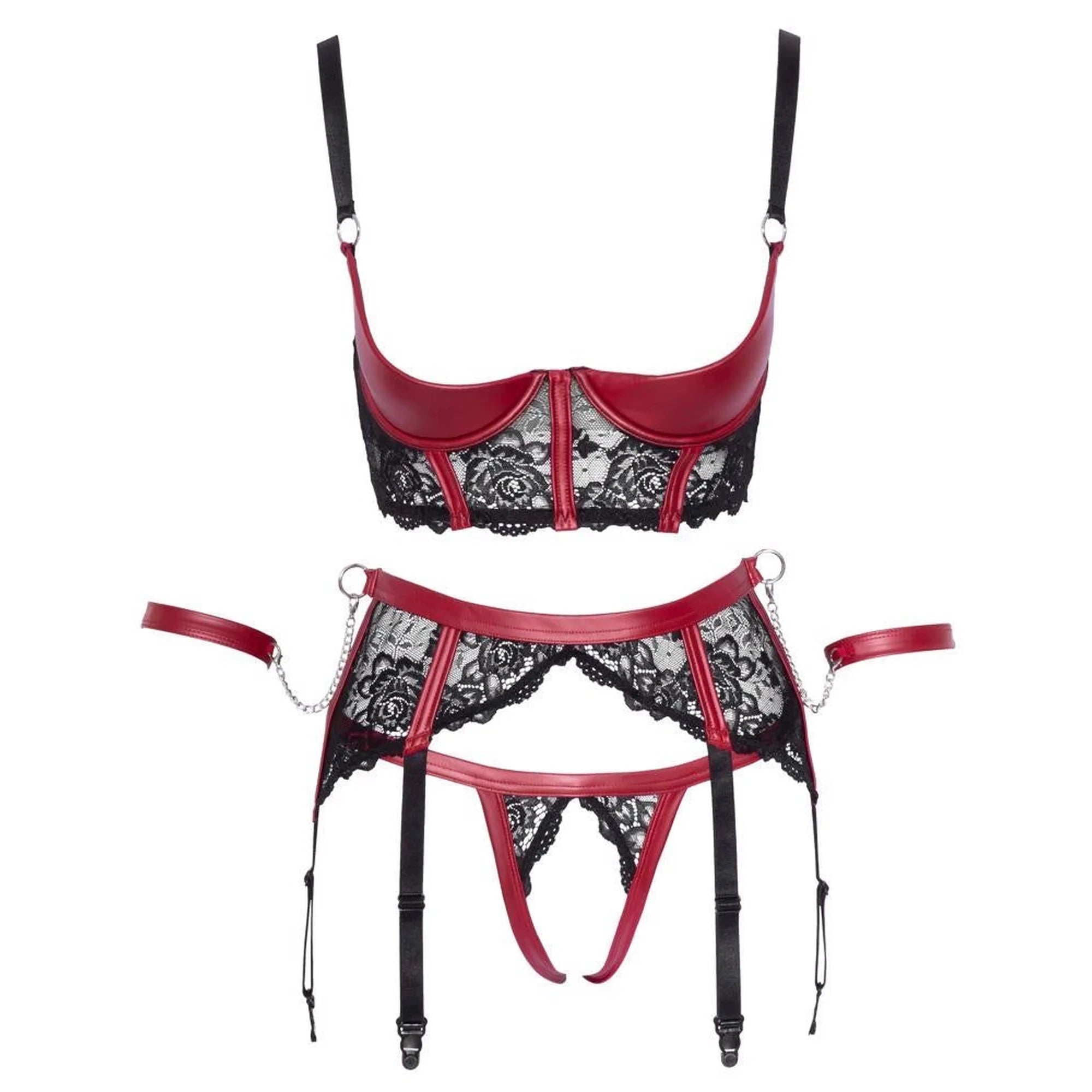 Ensemble Shelf Bra noir/rouge M