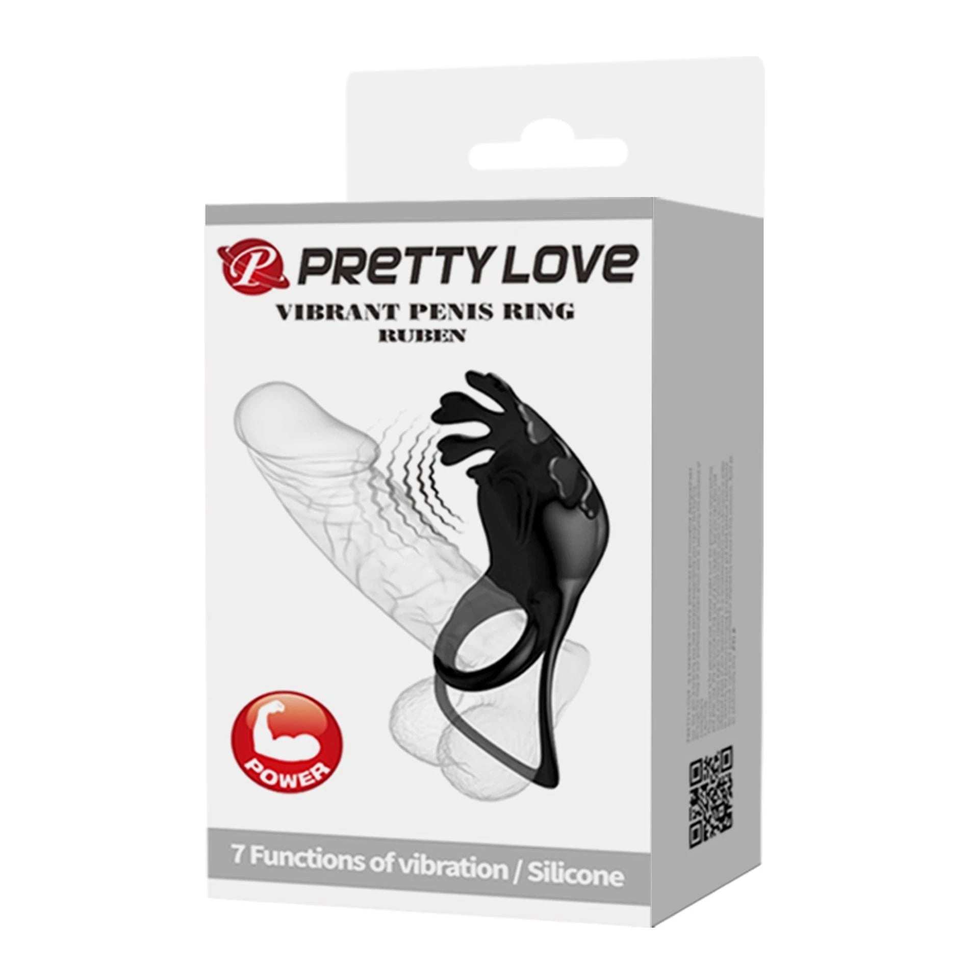 PRETTY LOVE - VIBRANT PENIS RING RUBEN Black, 7 vibration functions