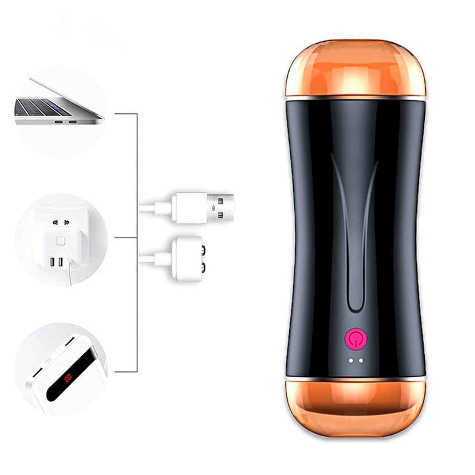 Masturbateur-Godet de masturbation vibrant USB 7 fonctions + fonction interactive / Double embout
